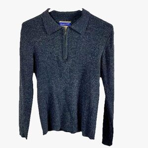 Pendleton Knit Sweater Women Sz S Gray Wool Blend Knockabouts 1/4 Zip Collared‎